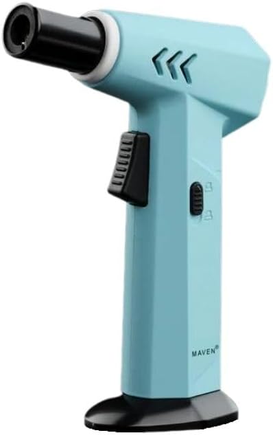 Maven Hurricane - Encendedor recargable de butano, llama ajustable a prueba de viento, cabezal giratorio, bloqueo de seguridad para campamento, cocina, crema brulee, velas, resina (butano no incluido)