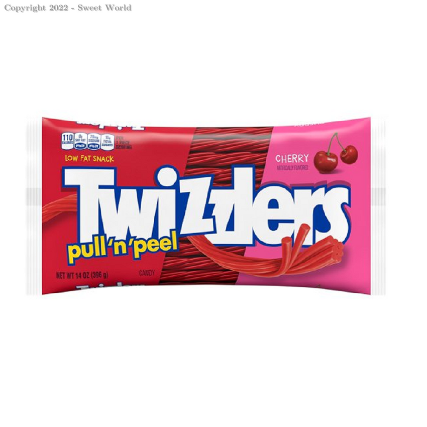 TWIZZLERS, PULL 'N' PEEL Cherry Flavored Chewy Candy, Low Fat