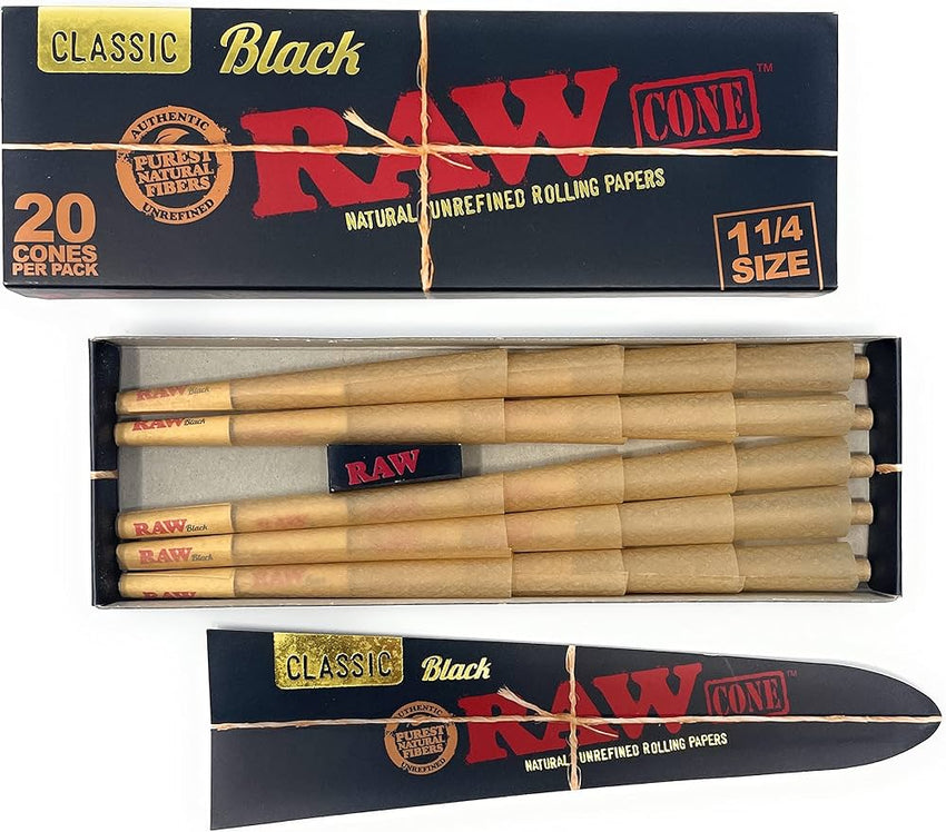Raw 20 Conos 1 1/4 Classic Black