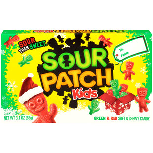Sour Patch Kids Gomitas navideñas verdes y rojas, caja de regalo, 3.1 onzas