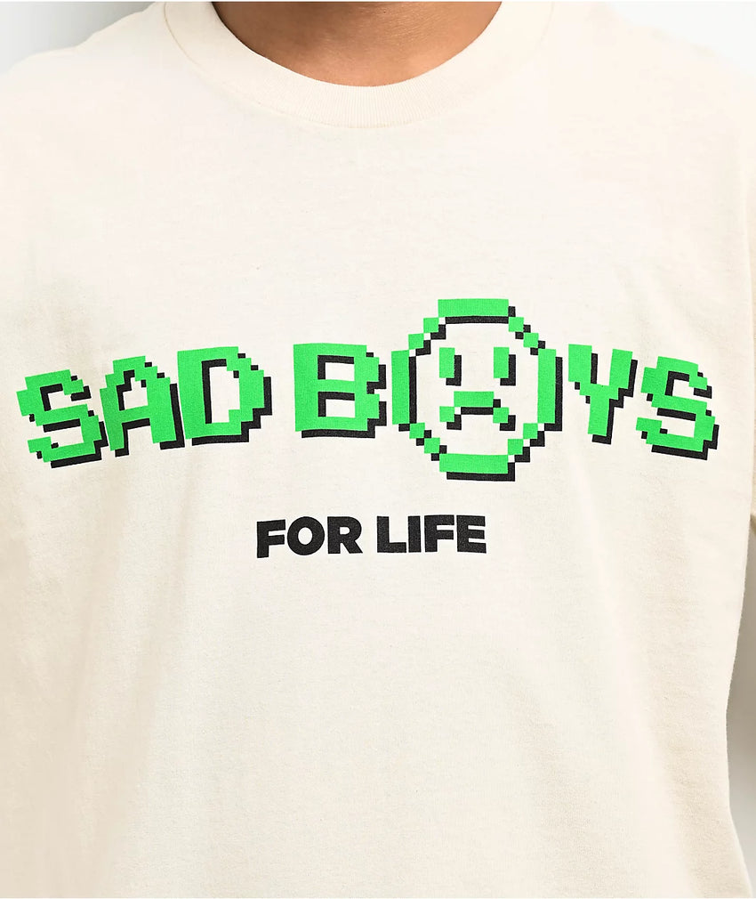 Playera Sad boyz Beige Manga Corta