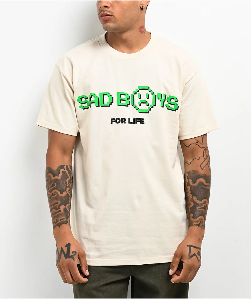 Playera Sad boyz Beige Manga Corta