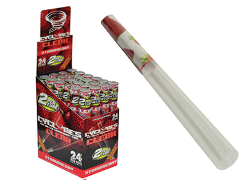 Cyclones Clear Pre-Rolled Cones 2pcs - Strawberry 1 1/4